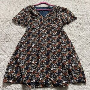 Madewell Orchard Flutter Sleeve Floral Midi Dress Women's‎ Size 4